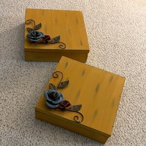 Decorative Yellow and Blue Floral Boxes